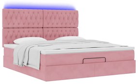 Estrutura de cama otomana com colchões 180x200 cm veludo rosa