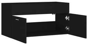 Armário de lavatório derivados de madeira preto