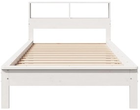 Cama com estante sem colchão 90x200 cm pinho maciço branco