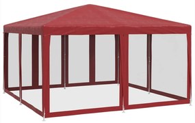 Tenda p/ festas c/ 8 paredes laterais malha 4x4 m PEAD vermelho