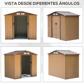 Outsunny Abrigo de Jardim 213x130x185cm Abrigo de Jardim Metálico de E