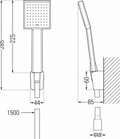 Mexen R-45 conjunto de duche de parede, preto - 785455052-70