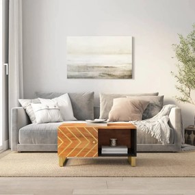 vidaXL Mesa de centro 80x50x40 cm mangueira maciça castanho e preto