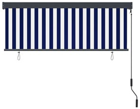 Estore de rolo para exterior 160x250 cm azul e branco