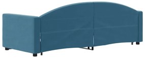 Sofá-cama com gavetão 80x200 cm veludo azul