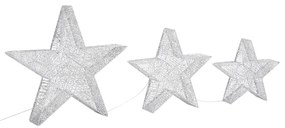 Estrelas de Natal com luzes LED 3 pcs ext./int. arame prateado