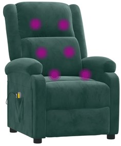 Poltrona de massagens elétrica veludo verde-escuro