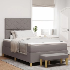 Cama Box Spring com Colchão &amp; Banco Taupe 120x200 cm Tecido