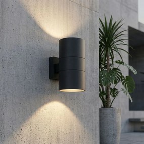 Candeeiro de parede exterior moderno preto 2 luzes AR111 IP44 - Duo