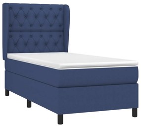 Cama com molas/colchão 80x200 cm tecido azul