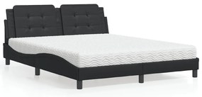 Cama com colchão 160x200 cm couro artificial preto