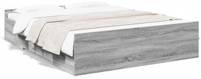 vidaXL Estrutura de cama c/ gavetas derivados madeira cinza sonoma