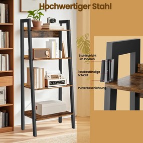 Estante de livros forma de escada 4 níveis 34 x 56 x 137,5 cm castanho Vintage -preto