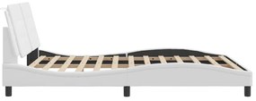 Estrutura de cama c/ luzes LED 160x200 cm couro artif. branco