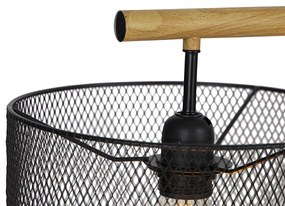 Candeeiro suspenso industrial preto 5-luzes - DRUM Mesh Industrial