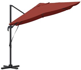Guarda-Sol Cantilever Roma Terracota 352x251x260 cm de Alumínio