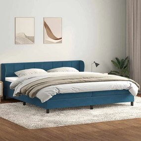vidaXL Cama com molas/colchões 180x220 cm veludo azul-escuro