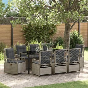 vidaXL Conjunto de Jantar de Jardim 9 Peças Cinza Claro em Polyrattan