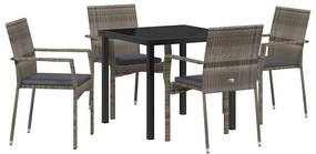Conjunto de 4 Cadeiras de Jardim 5 pcs Cinzeto 80 x 80 x 73 cm