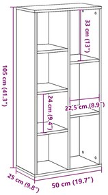 Estante 50x25x105 cm derivados de madeira cinzento sonoma