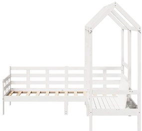 Conj. sofá-cama e banco c/ telhado 90x200cm pinho maciço branco