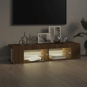 Móvel de TV com luzes LED 135x39x30 cm cor carvalho castanho