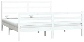 Estrutura de cama Super King 180x200 cm pinho maciço branco