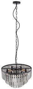 Lustre moderno preto com vidro fumê 9 luzes - Amel Moderno