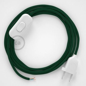Cabo para candeeiro de mesa, RM21 Verde Escuro Seda Artificial 1,80 m. Escolha a cor da ficha e do interruptor. - Branco
