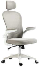 Vinsetto Cadeira de Escritório Basculante com Encosto Alto Apoio para a Cabeça Ajustável e Suporte Lombar 62x64x112-120 cm Cinza