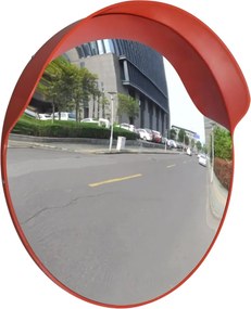 141681 vidaXL Convex Espelho de trânsito para exterior 60 cm policarbonato laranja
