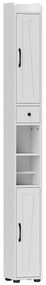 HOMCOM Coluna Casa de Banho com Compartimento Aberto Prateleiras Ajustáveis e Suporte para Papel Higiênico 20x20x185 cm Branco | Aosom Portugal