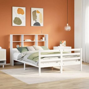 Cama com estante sem colchão 160x200 cm pinho maciço branco