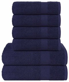 6pcs Conjunto toalha 360 gsm 100% algodão azul-marinho