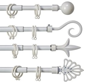 Varão para Cortinas Extensível 170 - 320 cm Branco Ferro (8 Unidades)