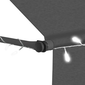Toldo retrátil manual com LED 100 cm antracite
