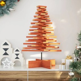 vidaXL Árvore de Natal decorativa 80 cm pinho maciço castanho-mel