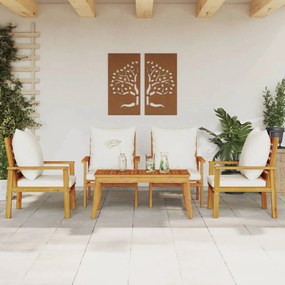 vidaXL 5 pcs conjunto lounge de jardim c/ almofadões acácia maciça