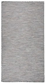 Tapete de tecido plano para exterior 80x150 cm castanho e azul