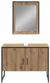 Conjunto de Móveis de Casa de Banho de 4 Peças Carvalho Artesanal Made