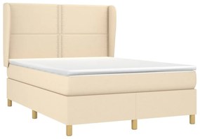 Cama com molas/colchão 140x190 cm tecido cor creme