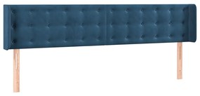 Cabeceira cama c/ luzes LED veludo 203x16x78/88 cm azul-escuro