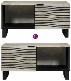 Mesa de centro com prateleira com armazenamento com porta Branco, Pret