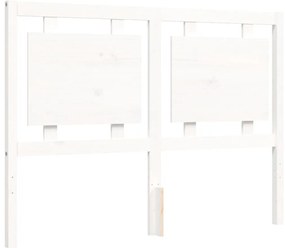 Estrutura de cama de casal com cabeceira madeira maciça branco