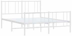 Estrutura de cama com cabeceira e pés 120x190 cm metal branco