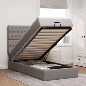 vidaXL Estrutura de cama otomana com colchão tecido cinzento 100x200cm