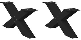 vidaXL Pés para mesa de centro em formato de X, 2 peças, preto, 70x(30-31) cm, aço