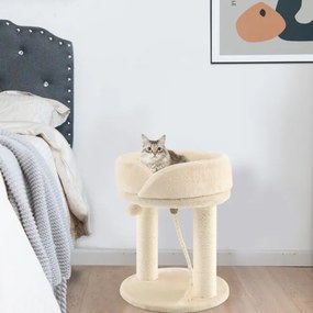 Árvore para gatos, altura 53 cm, torre para gatos 4 em 1 com plataforma de base acolchoada, bola de salto e corda de sisal Bege