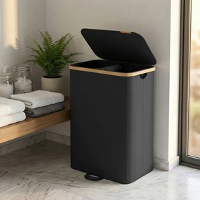 Cesto da roupa suja com tampa, 150L, 52 x 38,5 x 75 cm Preto