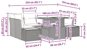 Conjunto de Jantar de Jardim de 7 Peças com Almofadas Bege Polirattan